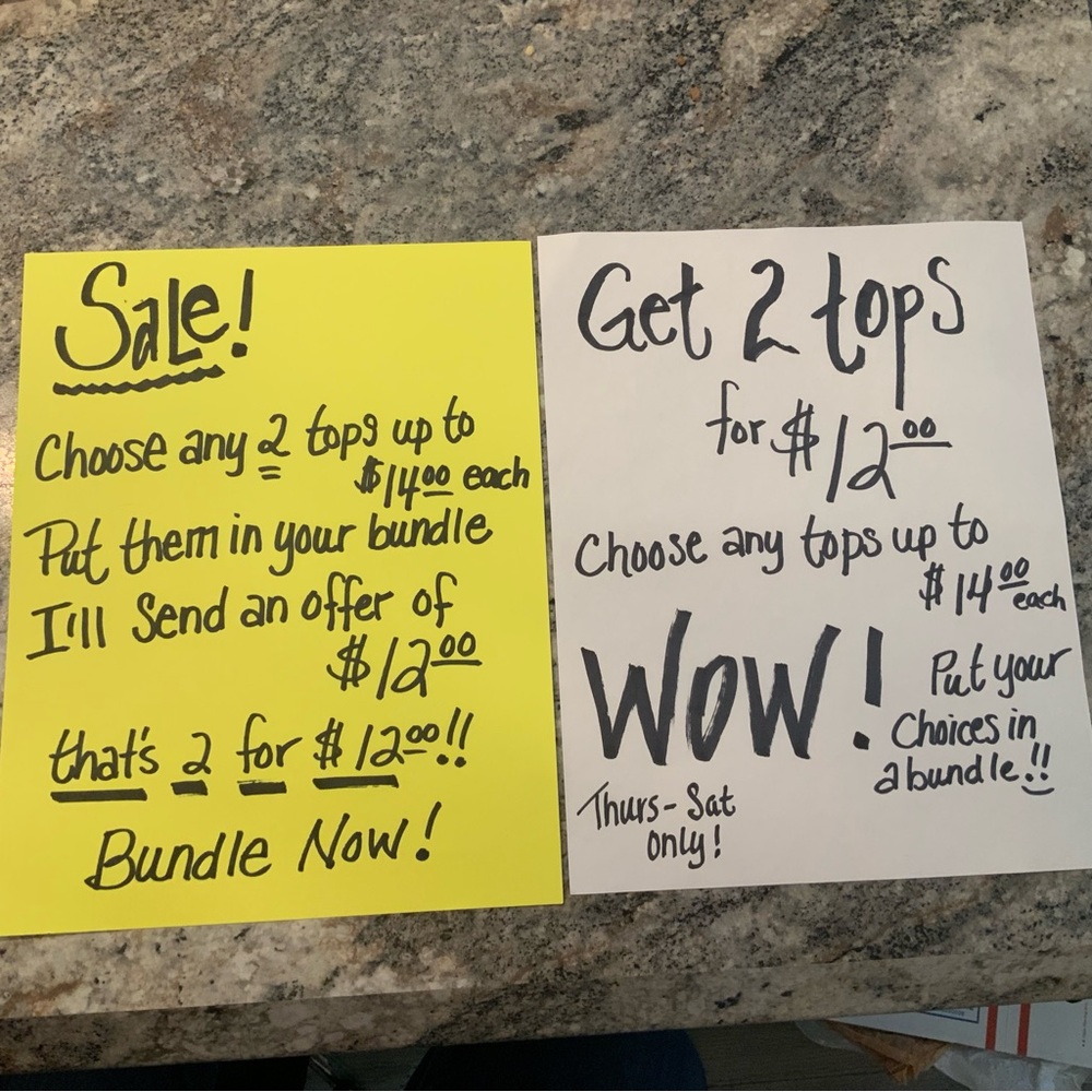 BIG BIG SALE GET 2 TOPS FOR $12 / BUNDLE 2 TOPS UP TO $14 EACH FOR $12